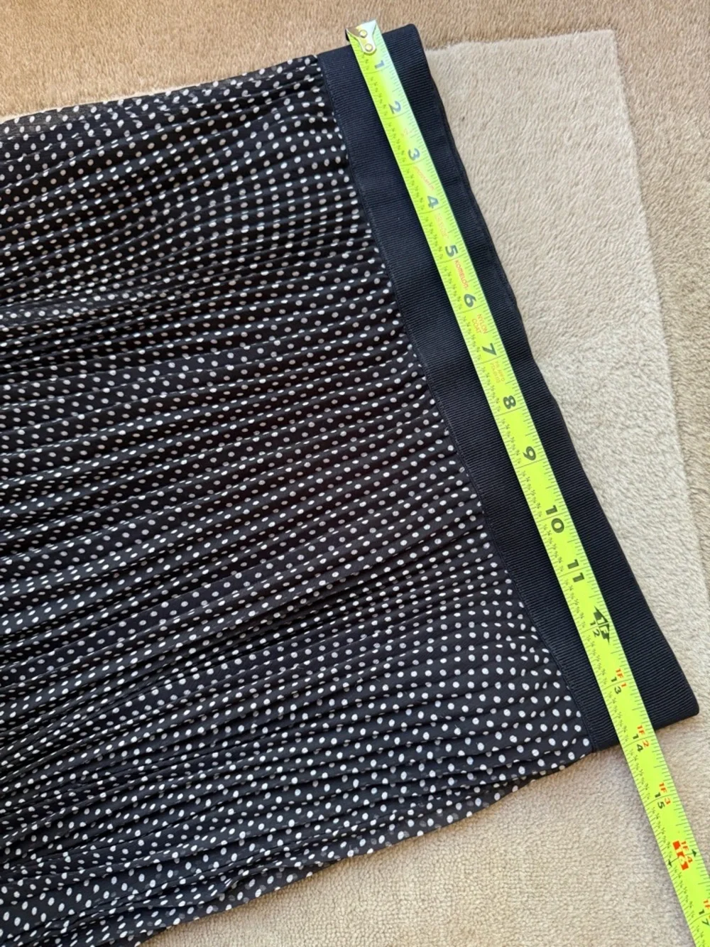 Alice and Olivia Katz Pleated Maxi Skirt Black with white polka dot 6 - Picture 9 of 10